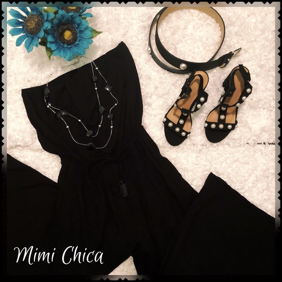 Mimi Chica Pants - Mimi Chica Black Strapless Jumpsuit Size Medium